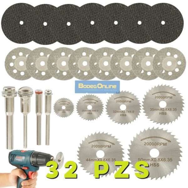 Kit Dremel 32pzs Discos ( Madera / Metal / Plástico / Cristal )