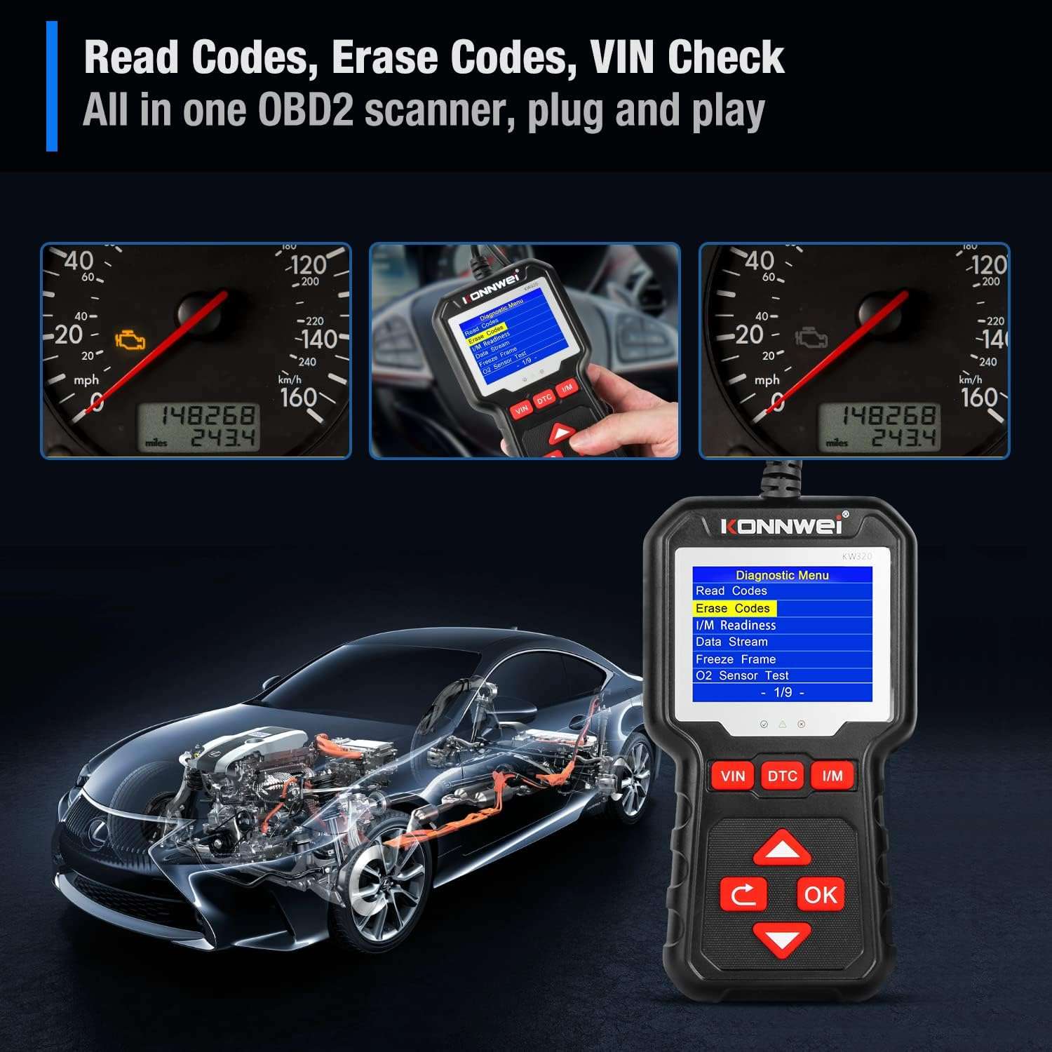 Escáner automotriz Konnwei KW320 OBD2 - Image 5