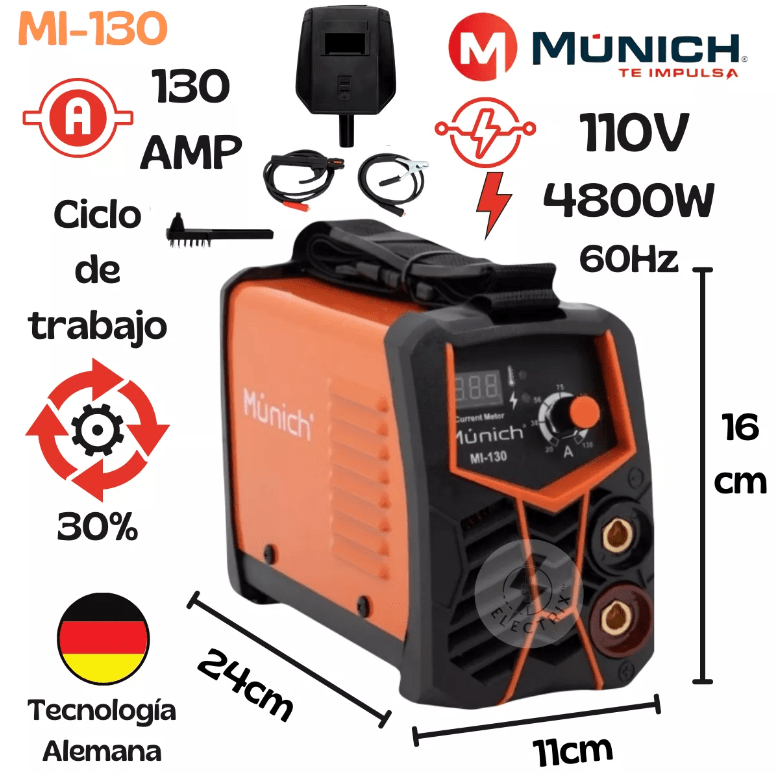 Soldadora Inversora 130A Munich (Careta, cable & cepillo) - Image 3