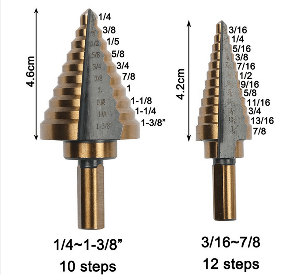 Kit / Estuche 5 Brocas Escalonadas Acero recubierto Titanio - Image 4