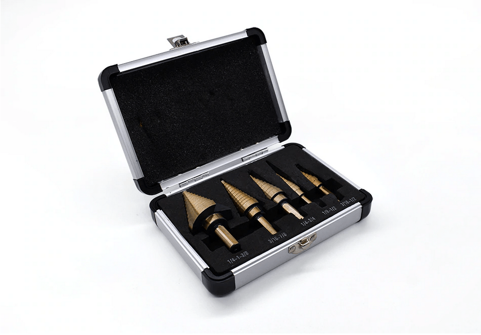 Kit / Estuche 5 Brocas Escalonadas Acero recubierto Titanio