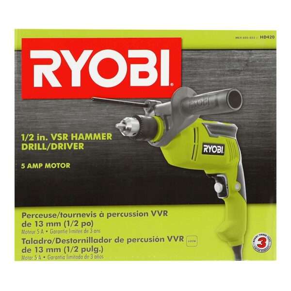 Taladro Rotomartillo Ryobi 1/2" 600W Velocidad Variable - Image 5