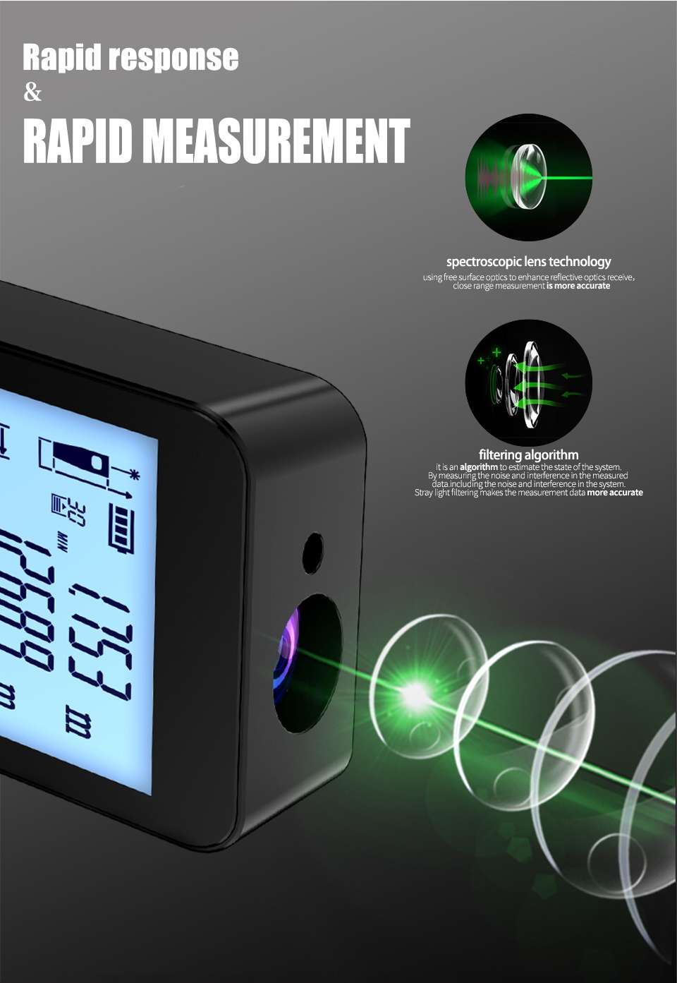 Telémetro Láser Verde 50M Batería recargable Aicevoos - Image 4