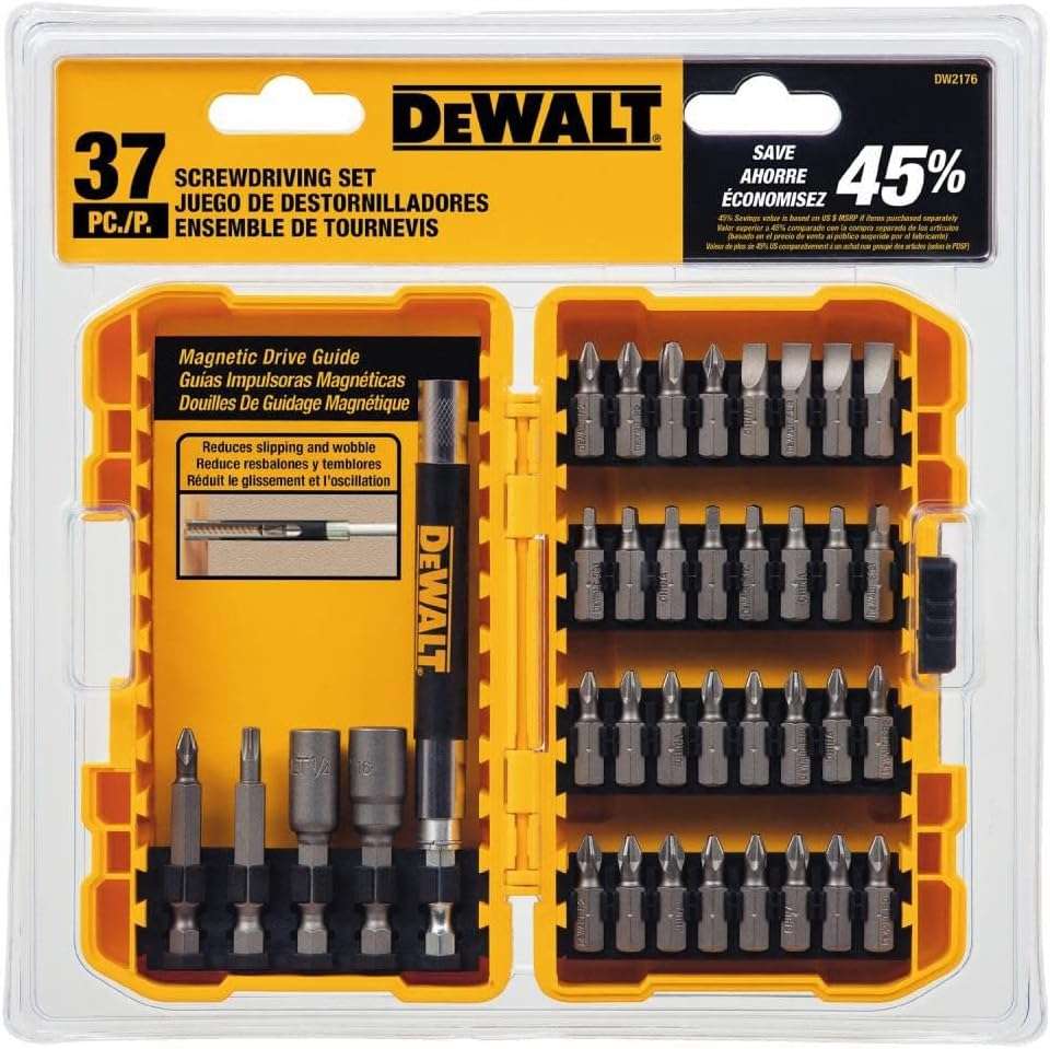 DEWALT Juego de destornilladores / puntas (37 piezas & estuche uso rudo)