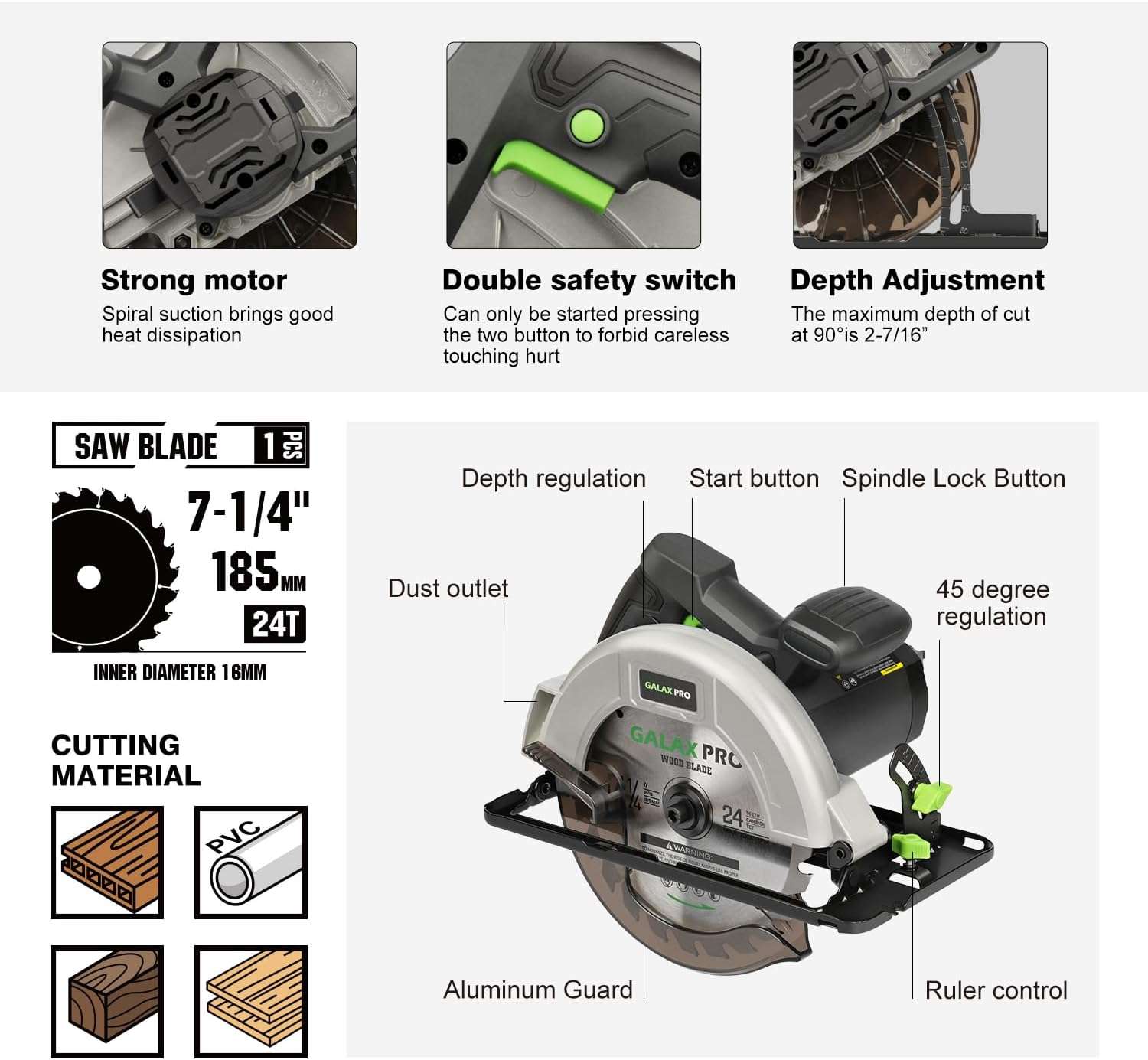 Sierra circular GALAX PRO 1400W (6000 RPM / 7-1/4") - Image 8