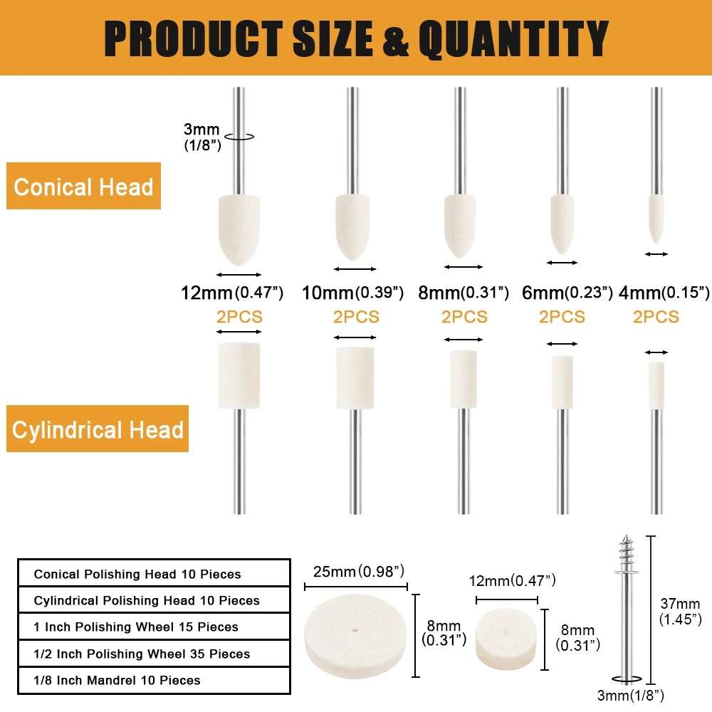 Kit pulido 80 Pzs de fieltro para Dremel - Image 3