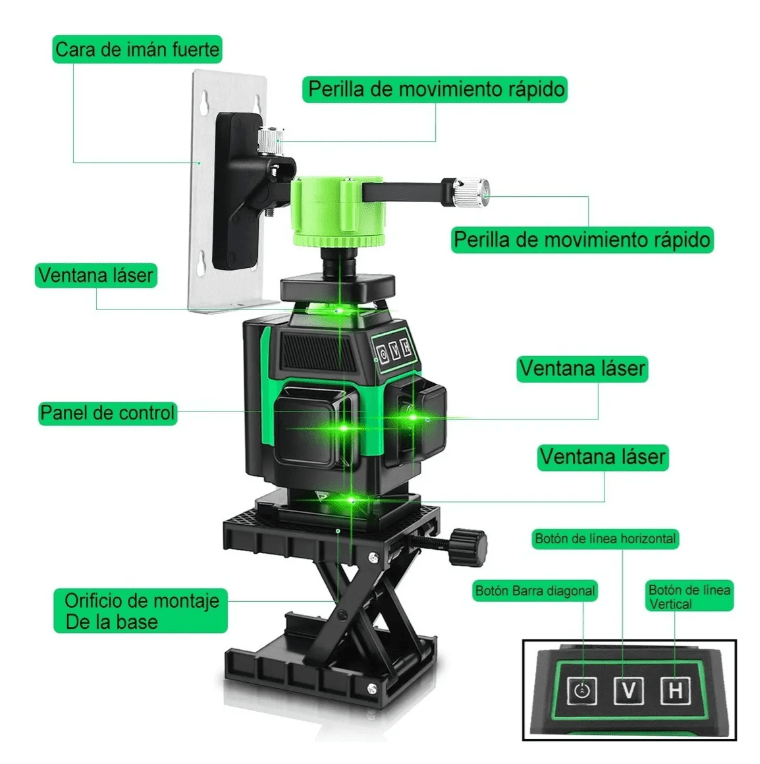 Nivel Láser 4D 16 líneas Shawty autonivelante (2 baterias, Control Remoto) - Image 2
