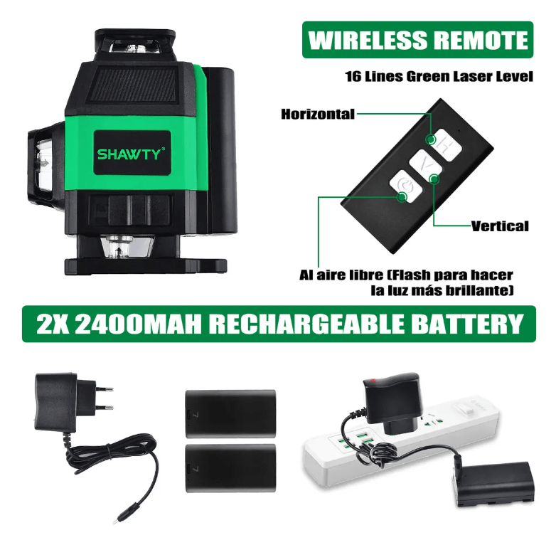 Nivel Láser 4D 16 líneas Shawty autonivelante (2 baterias, Control Remoto) - Image 3