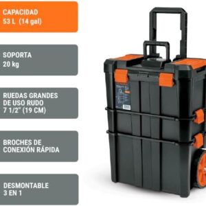 Caja herramientas Truper 19"x25" (3 en 1 desmontable con ruedas grandes uso rudo)